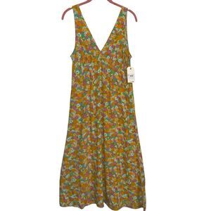 Billabong Feel the Love Floral Midi Dress Women’s M NWT Boho V Neck